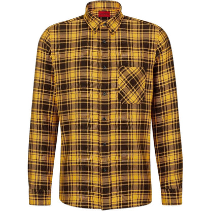 Mid Yellow - Front - Hugo Mens Ermann Regular Long-Sleeved Button-Down Shirt
