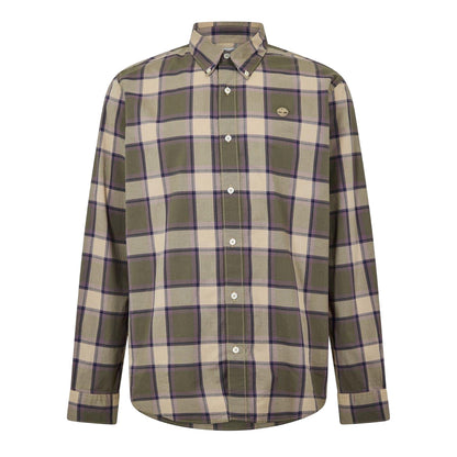 Lemon-Pepper - Front - Timberland Mens Checked Poplin Long-Sleeved Button-Down Shirt