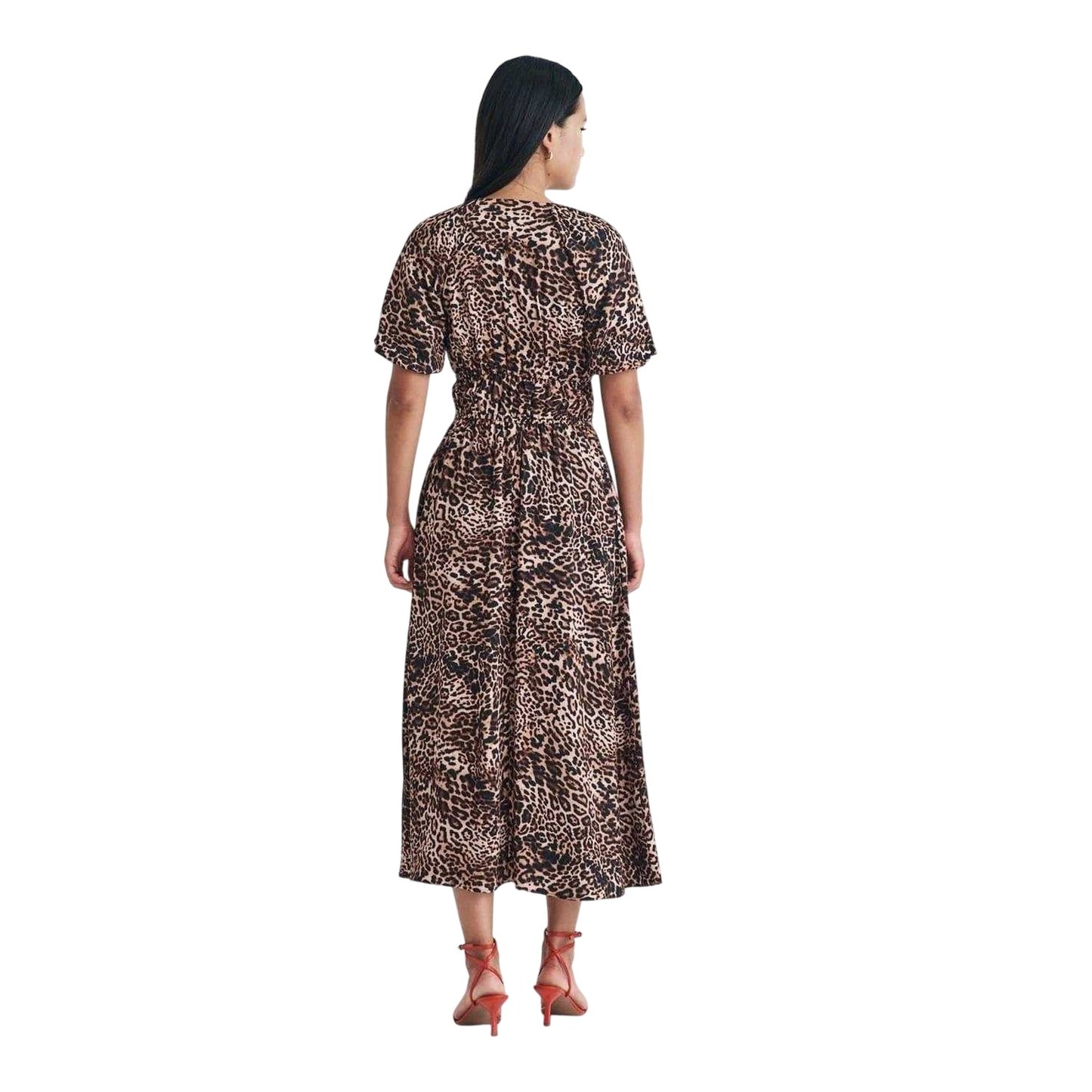 Multicoloured - Back - Nobody´s Child Womens-Ladies Cory Leopard Print Puff Sleeve Midi Dress