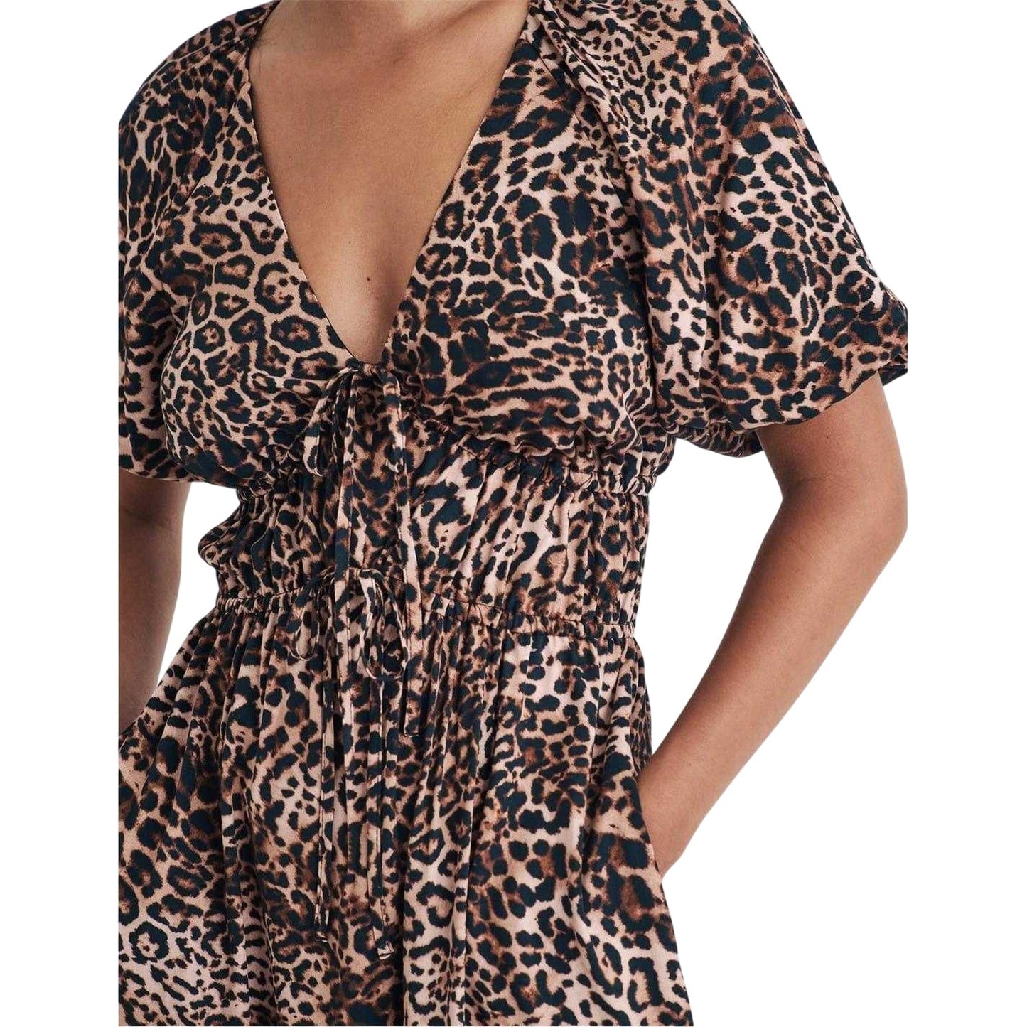 Multicoloured - Lifestyle - Nobody´s Child Womens-Ladies Cory Leopard Print Puff Sleeve Midi Dress