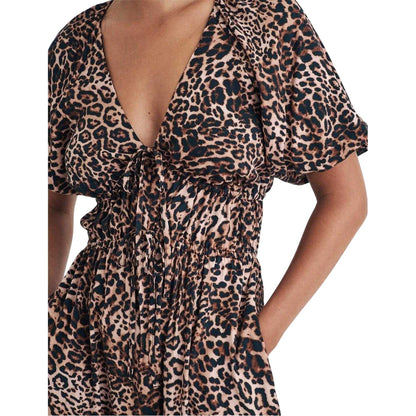 Multicoloured - Lifestyle - Nobody´s Child Womens-Ladies Cory Leopard Print Puff Sleeve Midi Dress