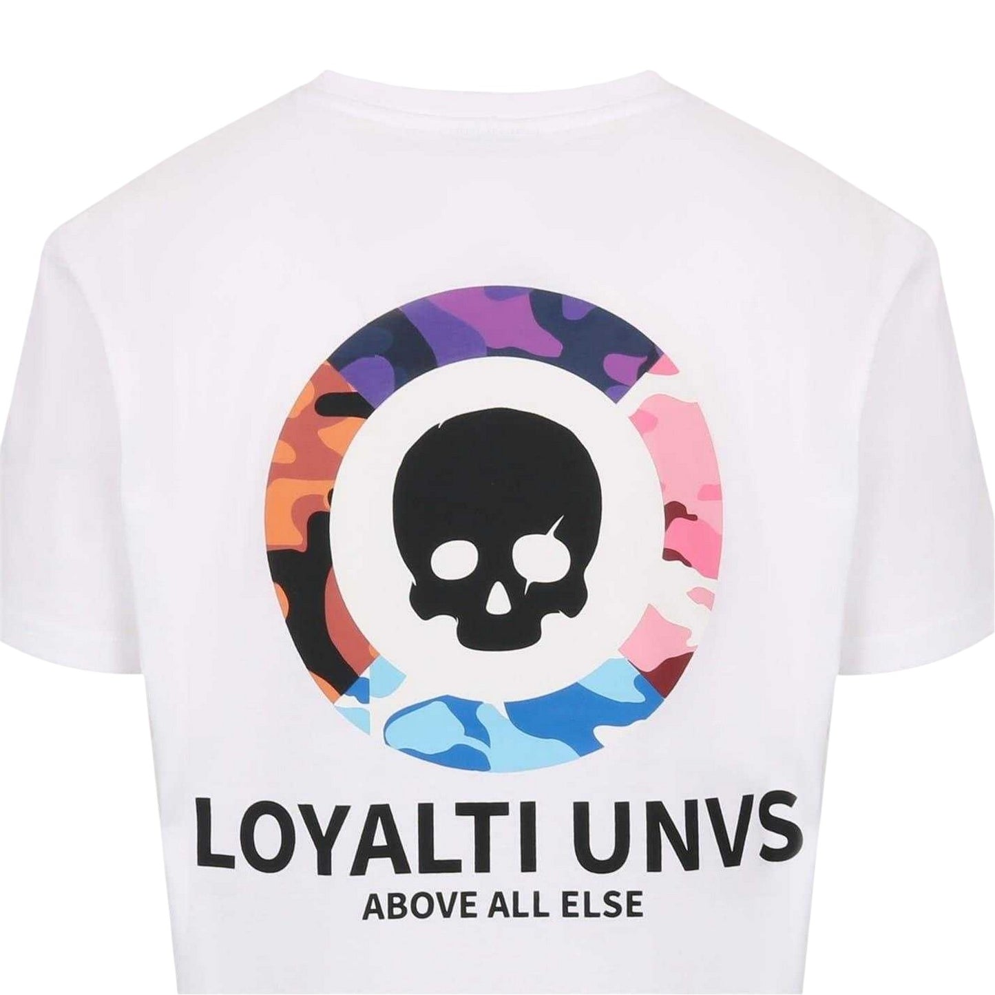 White - Lifestyle - Loyalti Mens Camo Skull Crew Neck T-Shirt