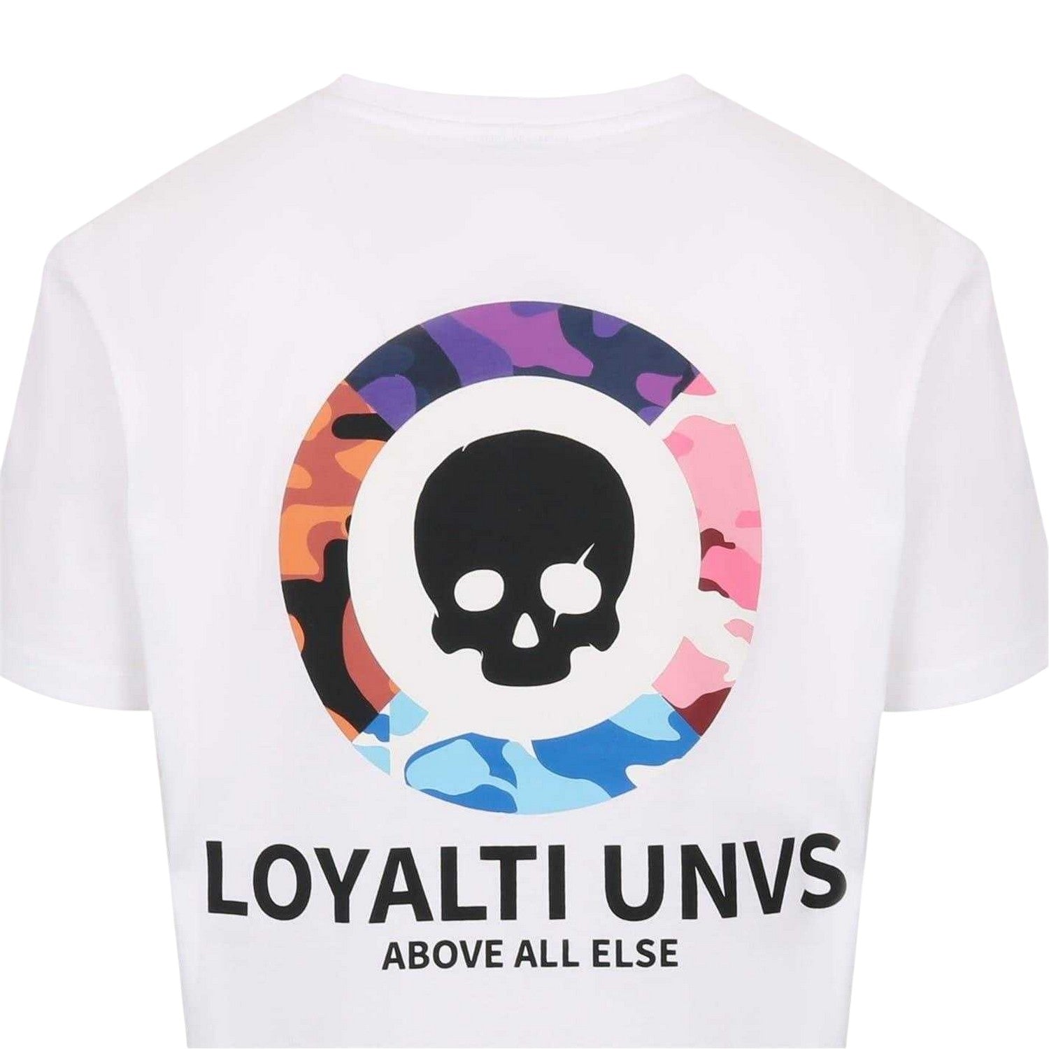 White - Lifestyle - Loyalti Mens Camo Skull Crew Neck T-Shirt