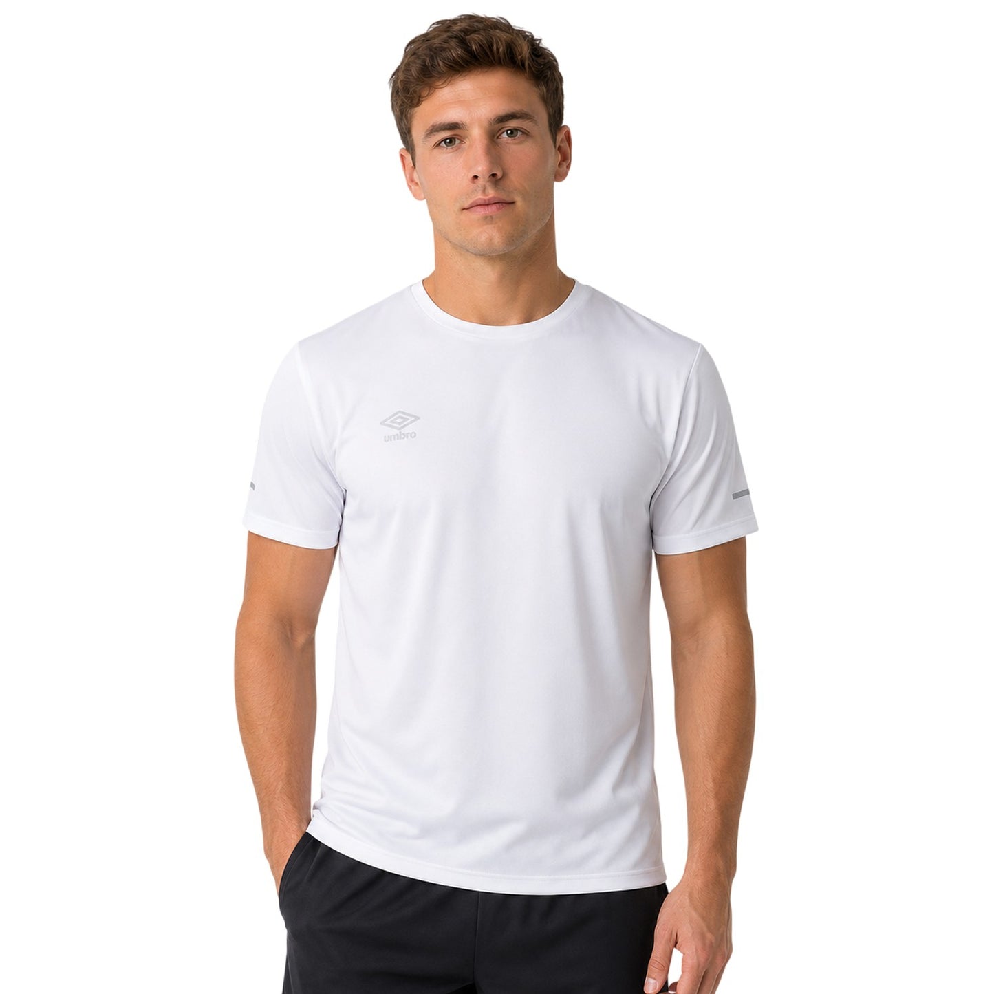 White - Side - Umbro Mens Crew Neck Athletic T-Shirt