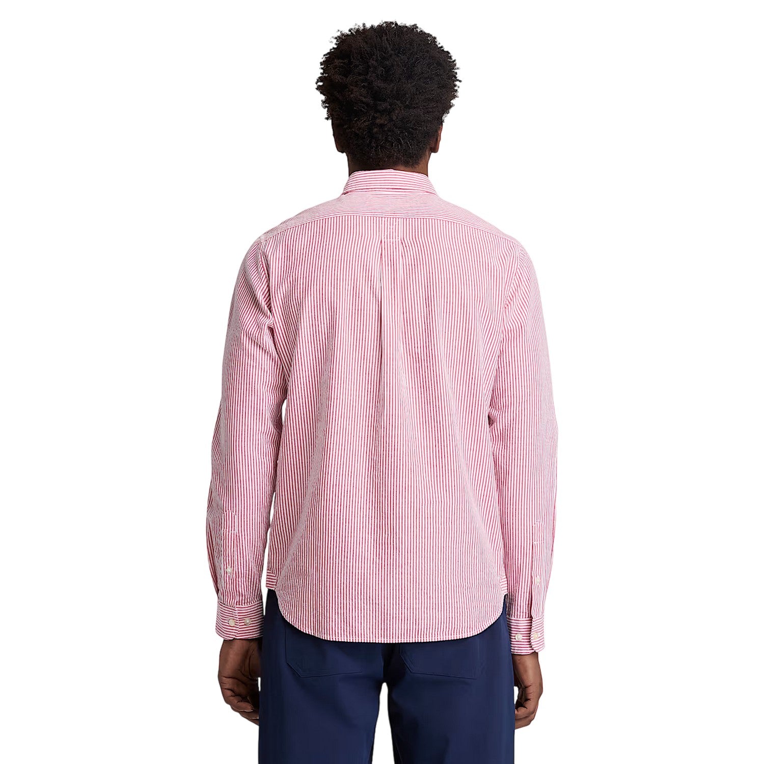 Burnt Sienna - Back - Timberland Mens Striped Seersucker Long-Sleeved Button-Down Shirt