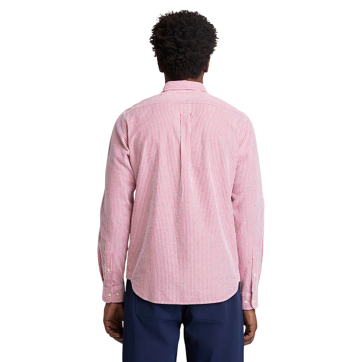 Burnt Sienna - Back - Timberland Mens Striped Seersucker Long-Sleeved Button-Down Shirt