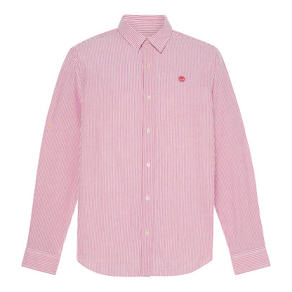 Burnt Sienna - Front - Timberland Mens Striped Seersucker Long-Sleeved Button-Down Shirt