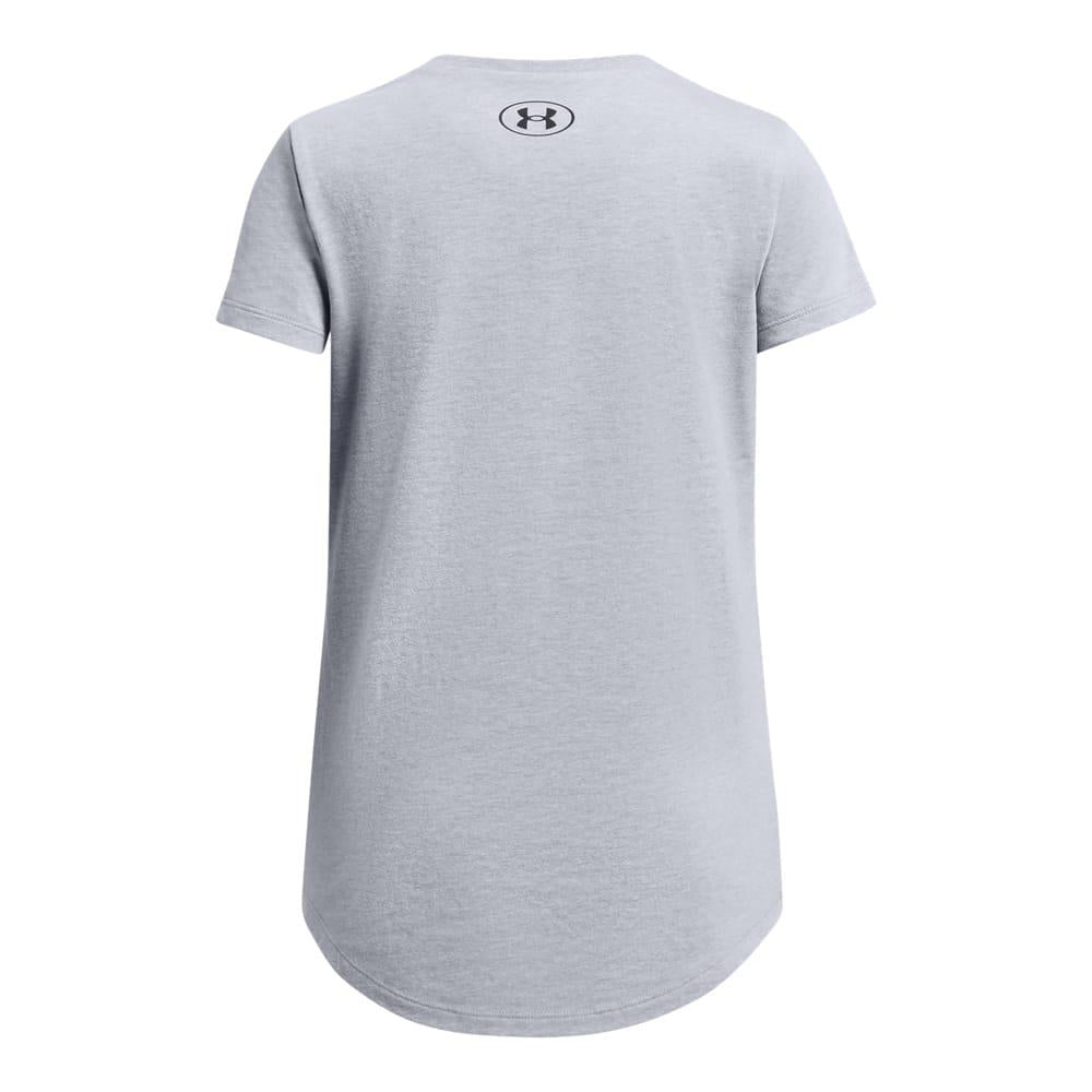 Grey - Back - Under Armour Girls Sportswear Logo T-Shirt
