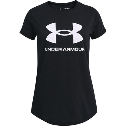 Black - Front - Under Armour Girls Sportswear Logo T-Shirt