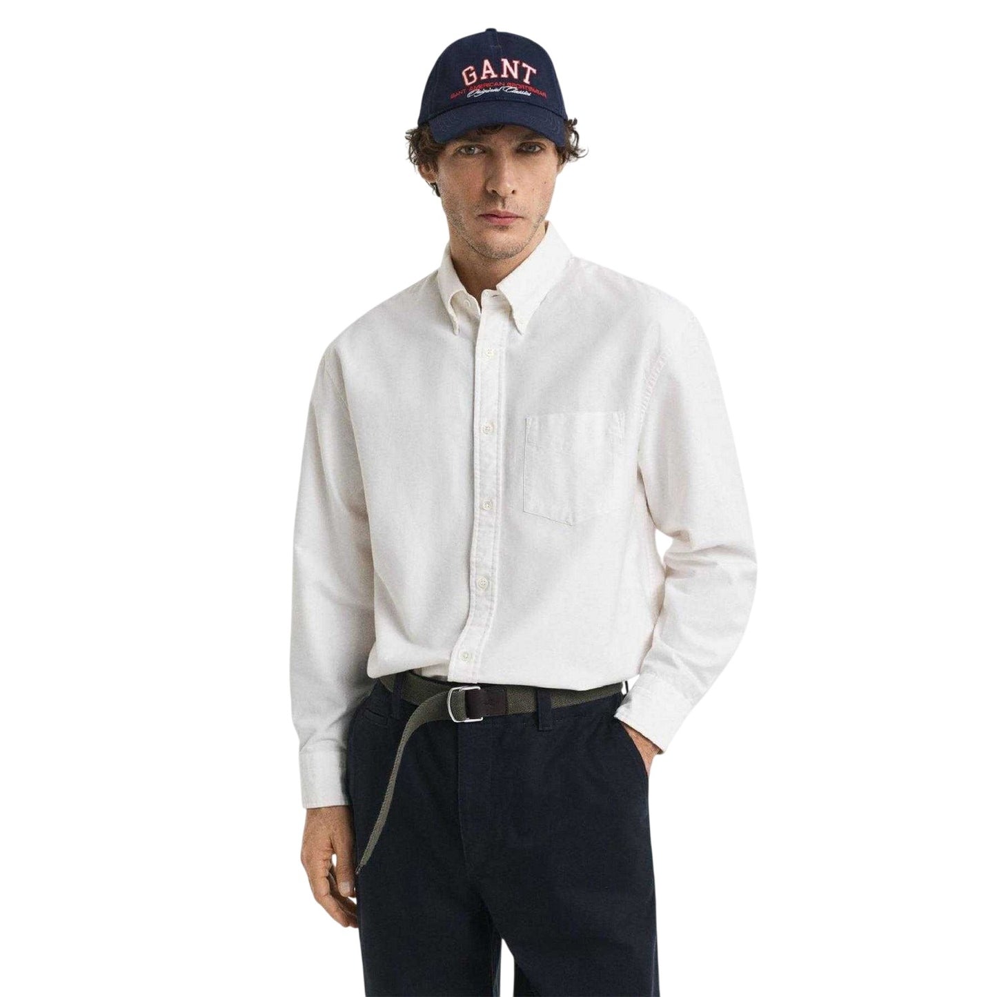 Cream - Side - Gant Mens Heritage Oxford Cotton Button-Down Shirt