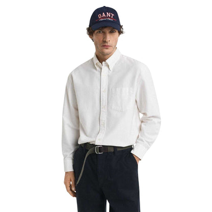Cream - Side - Gant Mens Heritage Oxford Cotton Button-Down Shirt