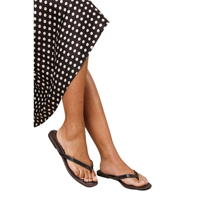 Dark Brown - Lifestyle - Where´s That From Womens-Ladies Contrast Detail Faux Leather Flat Flip Flops
