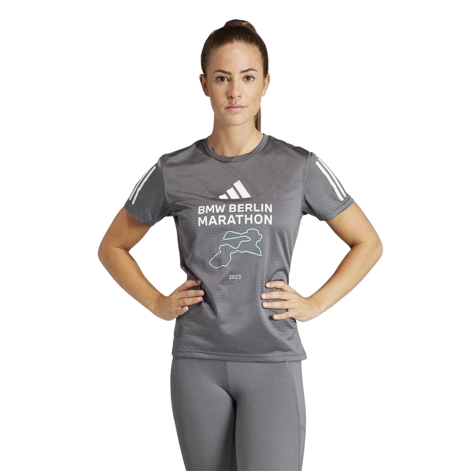 Grey - Side - Adidas Womens-Ladies Berlin Marathon 2023 BMW T-Shirt
