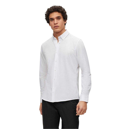White - Side - Boss Mens Joe Oxford Regular Long-Sleeved Button-Down Shirt