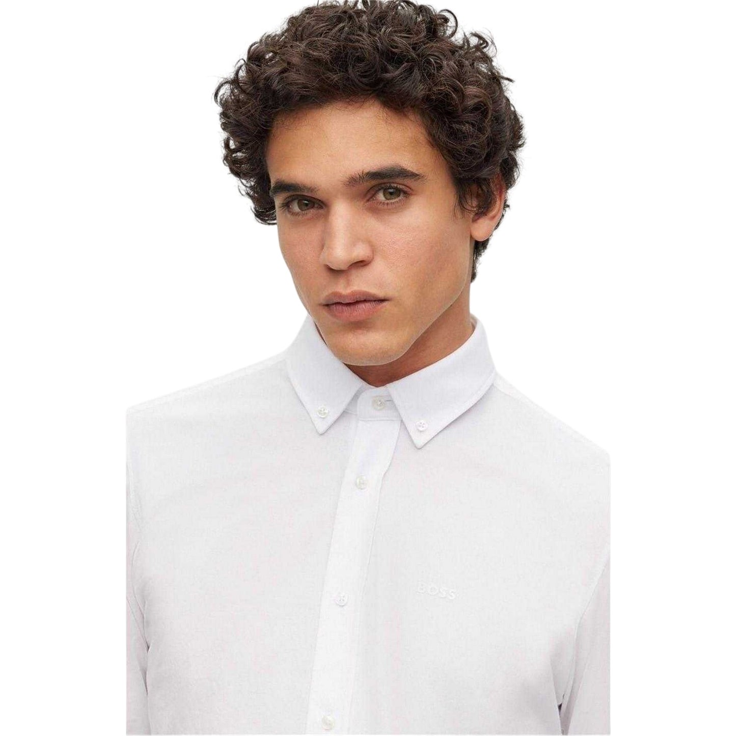 White - Lifestyle - Boss Mens Joe Oxford Regular Long-Sleeved Button-Down Shirt