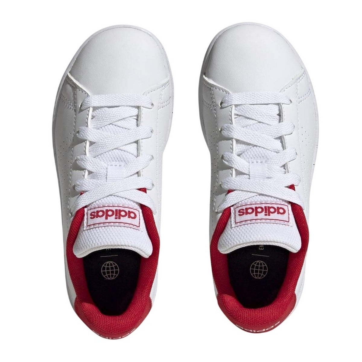 White-Red - Back - Adidas Childrens-Kids Advantage Trainers