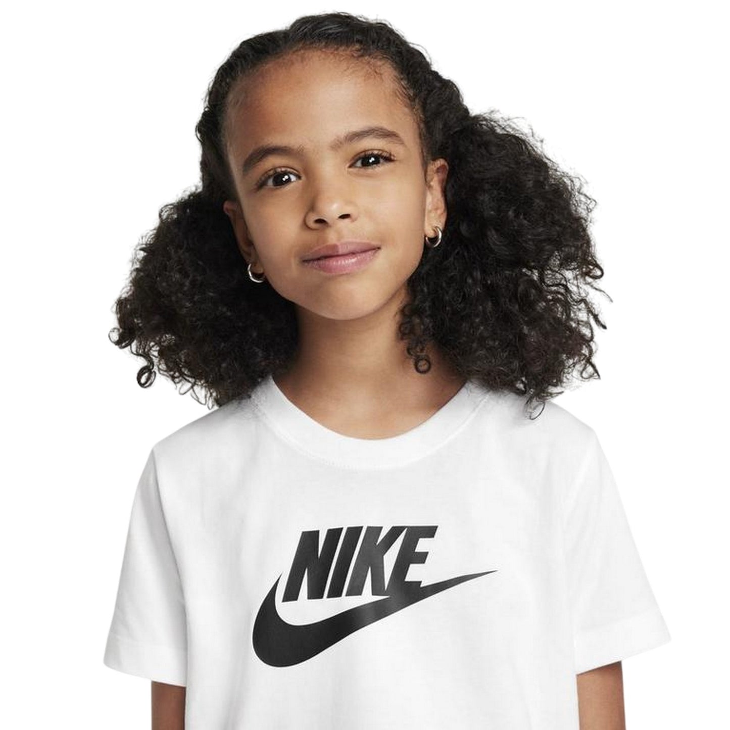 White-Black - Side - Nike Childrens-Kids Futura Swoosh Boxy T-Shirt