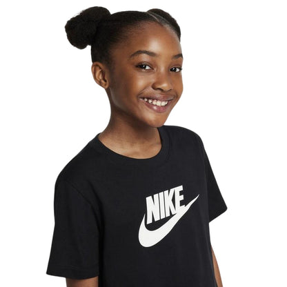 Black - Side - Nike Childrens-Kids Futura Swoosh Boxy T-Shirt