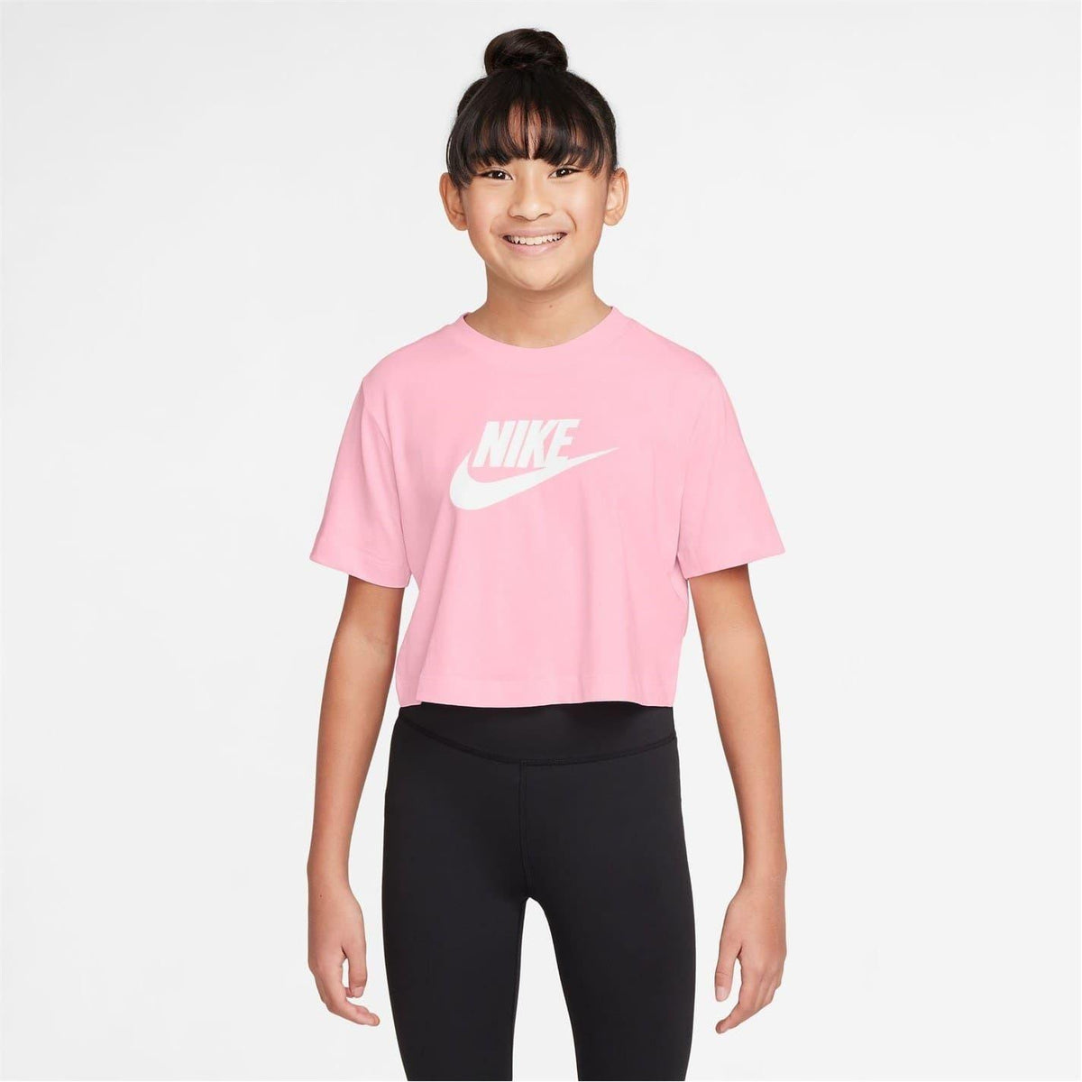 Bright Pink - Front - Nike Childrens-Kids Futura Swoosh Boxy T-Shirt
