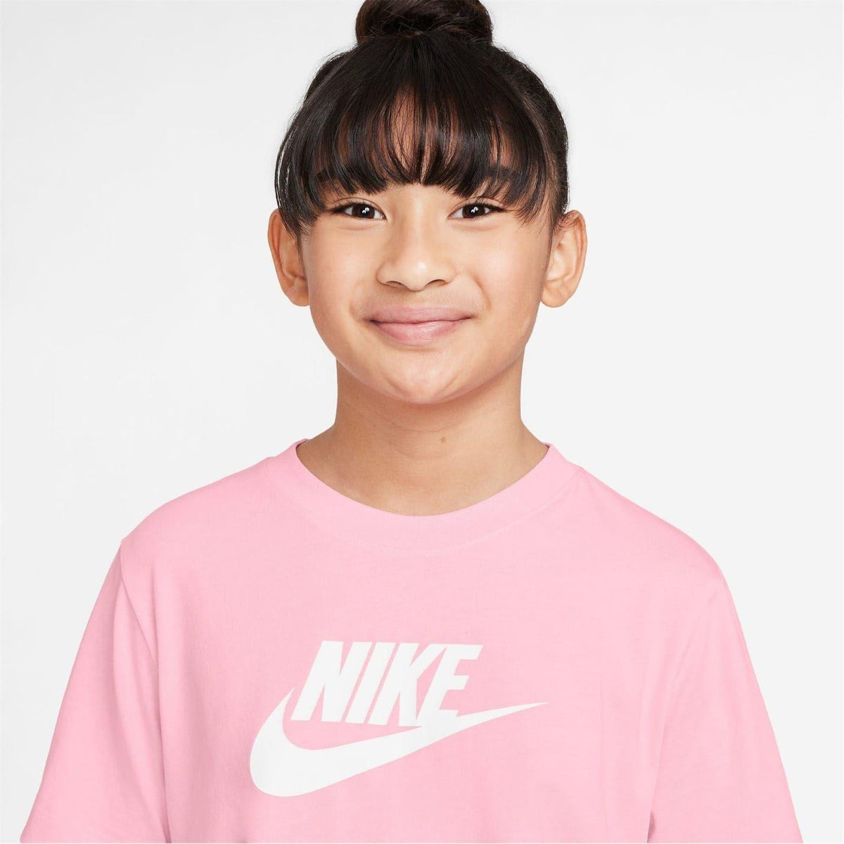 Bright Pink - Side - Nike Childrens-Kids Futura Swoosh Boxy T-Shirt