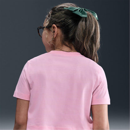 Bright Pink - Pack Shot - Nike Childrens-Kids Futura Swoosh Boxy T-Shirt