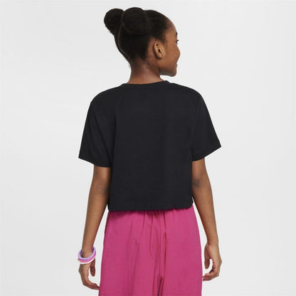 Black-White - Back - Nike Childrens-Kids Futura Swoosh Boxy T-Shirt