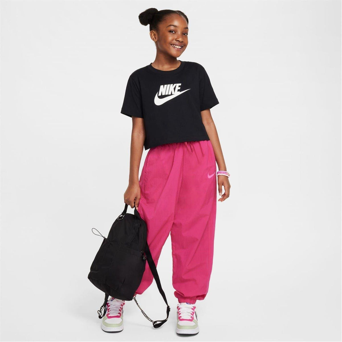 Black-White - Lifestyle - Nike Childrens-Kids Futura Swoosh Boxy T-Shirt