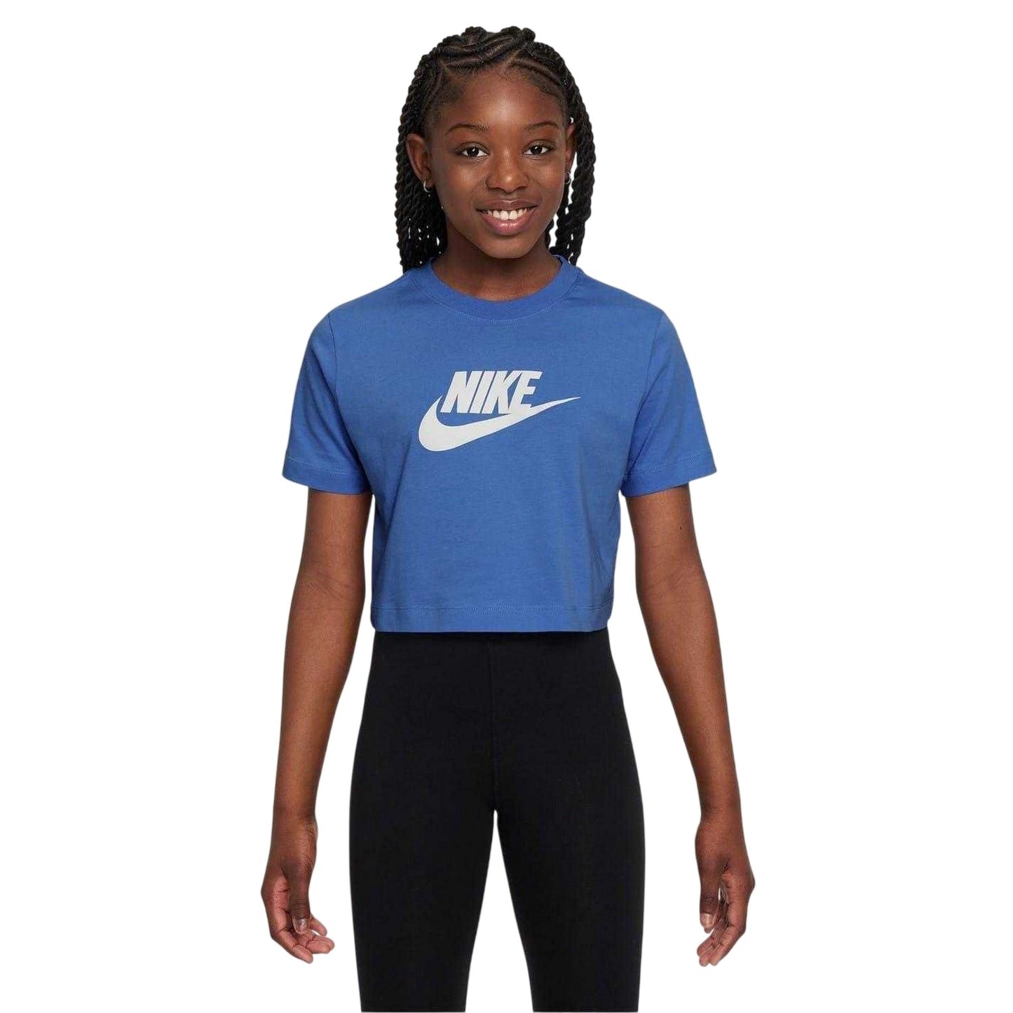 Blue - Front - Nike Childrens-Kids Futura Swoosh Boxy T-Shirt