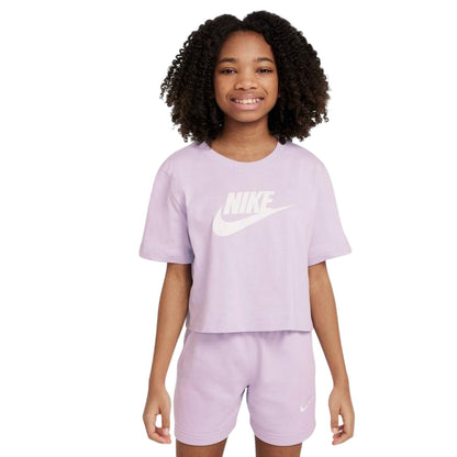 Lilac - Front - Nike Childrens-Kids Futura Swoosh Boxy T-Shirt