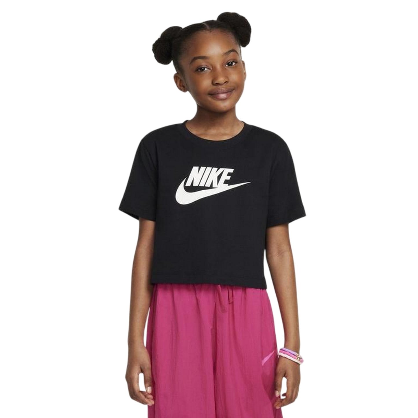 Black - Front - Nike Childrens-Kids Futura Swoosh Boxy T-Shirt