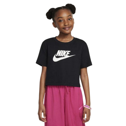 Black - Front - Nike Childrens-Kids Futura Swoosh Boxy T-Shirt