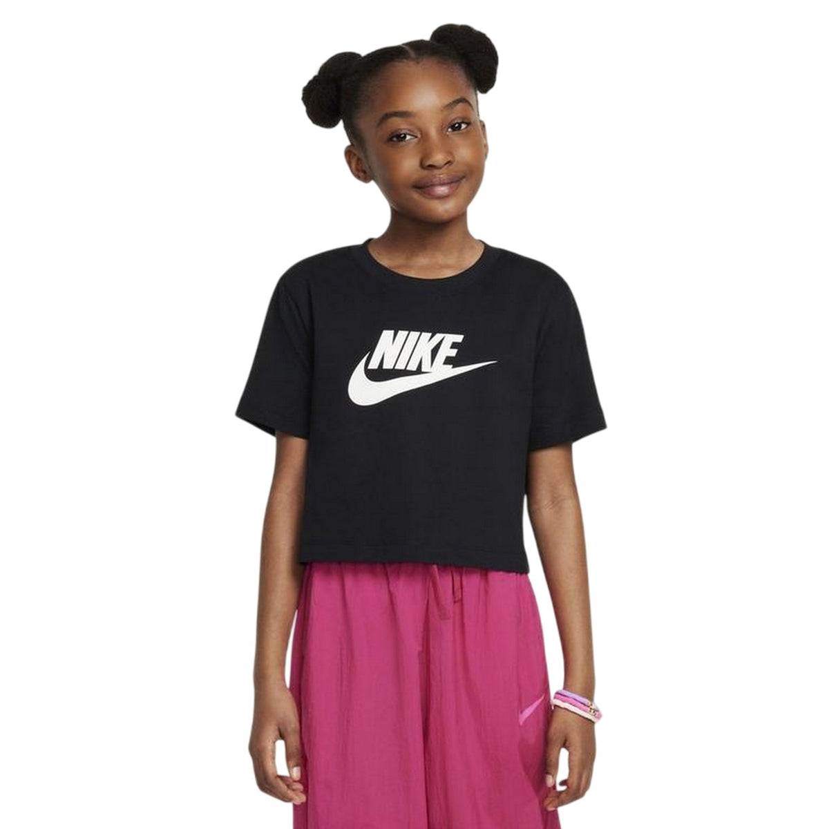 Black - Front - Nike Childrens-Kids Futura Swoosh Boxy T-Shirt