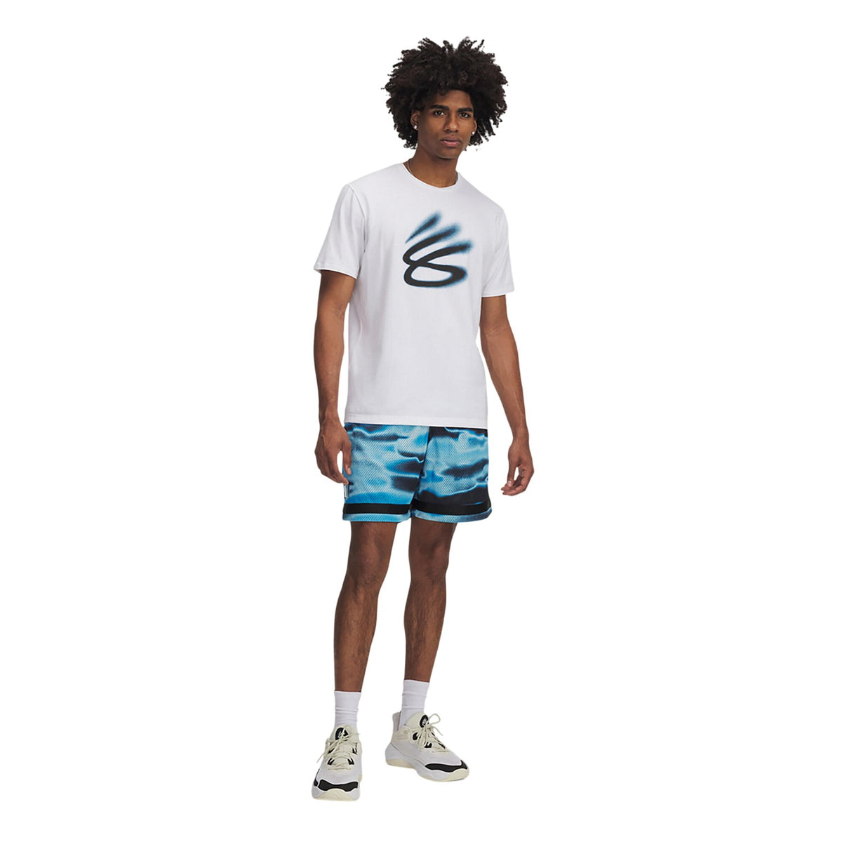 Navy - Side - Under Armour Mens Curry Statement Basketball Shorts