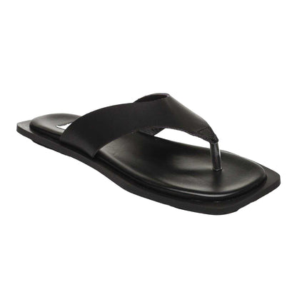 Black - Pack Shot - Steve Madden Womens-Ladies Leather Square Toe Casual Flip Flops