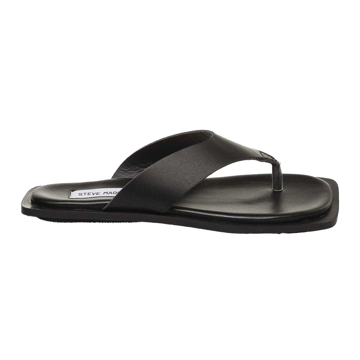 Black - Front - Steve Madden Womens-Ladies Leather Square Toe Casual Flip Flops