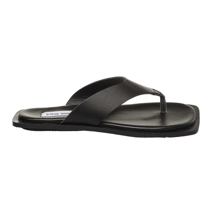 Black - Front - Steve Madden Womens-Ladies Leather Square Toe Casual Flip Flops