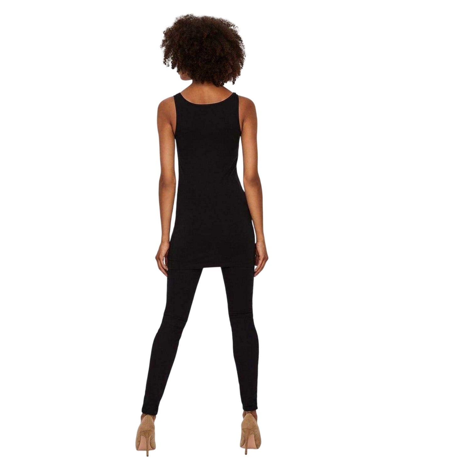 Black - Back - Vero Moda Womens-Ladies Cotton Blend Tank Top