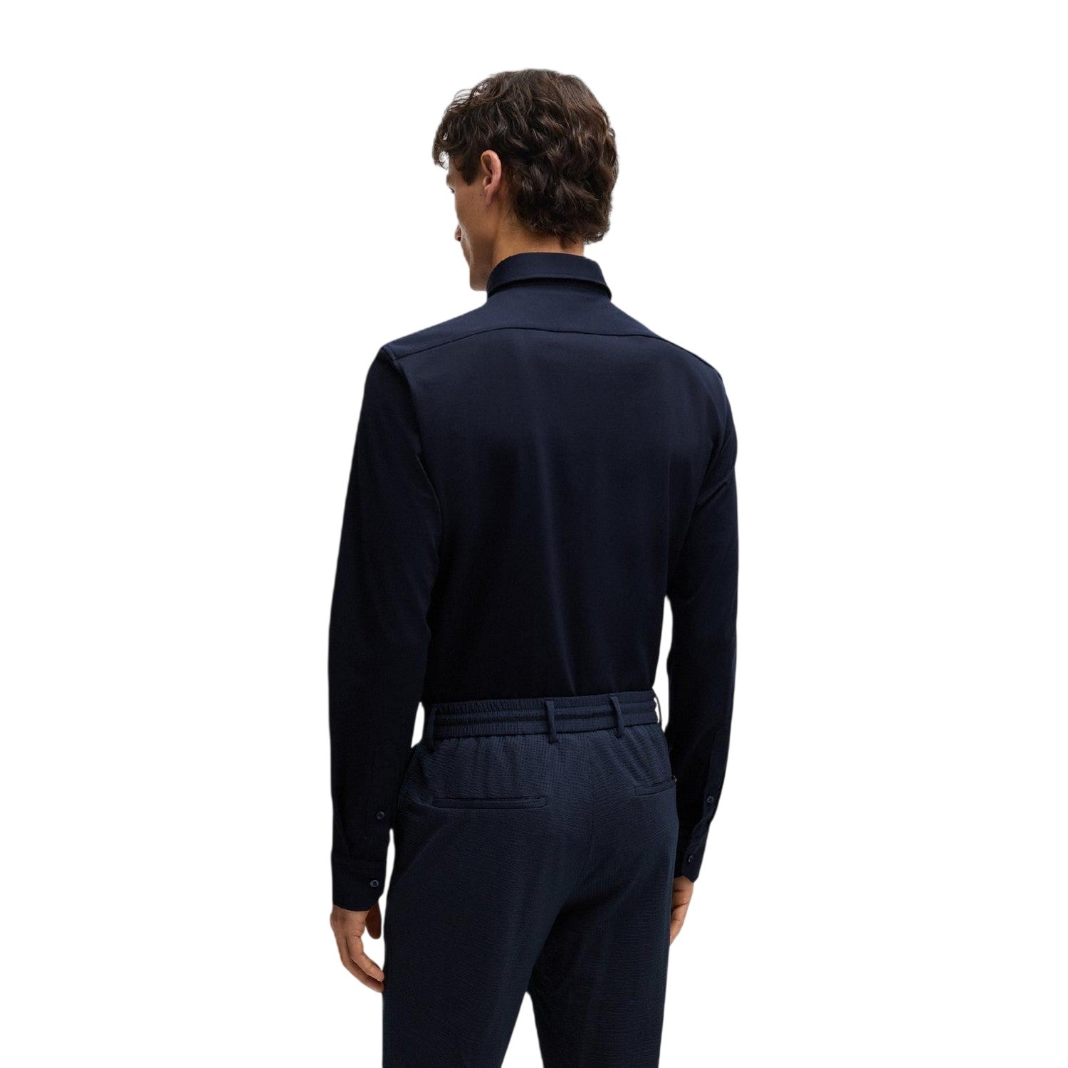 Blue - Back - Boss Mens Jo Embroidered Long-Sleeved Button-Down Shirt