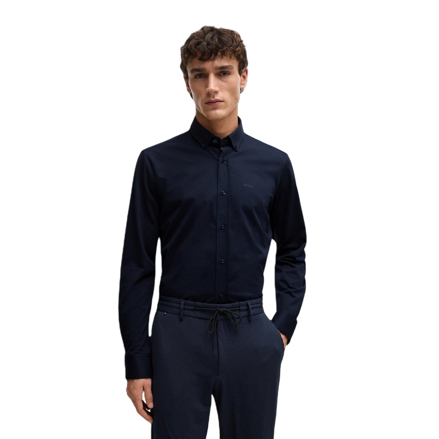Blue - Lifestyle - Boss Mens Jo Embroidered Long-Sleeved Button-Down Shirt