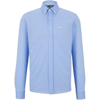 Sky - Front - Boss Mens Jo Embroidered Long-Sleeved Button-Down Shirt