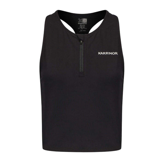 Black - Front - Karrimor Womens-Ladies Quarter Zip Gym Tank Top