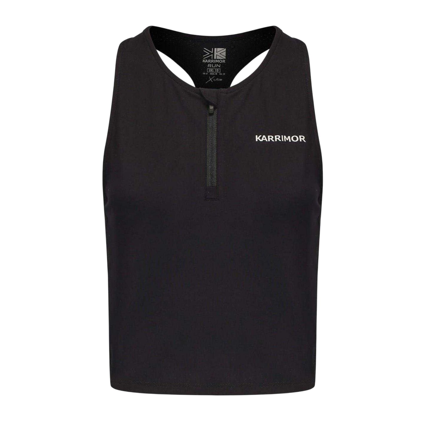 Black - Front - Karrimor Womens-Ladies Quarter Zip Gym Tank Top