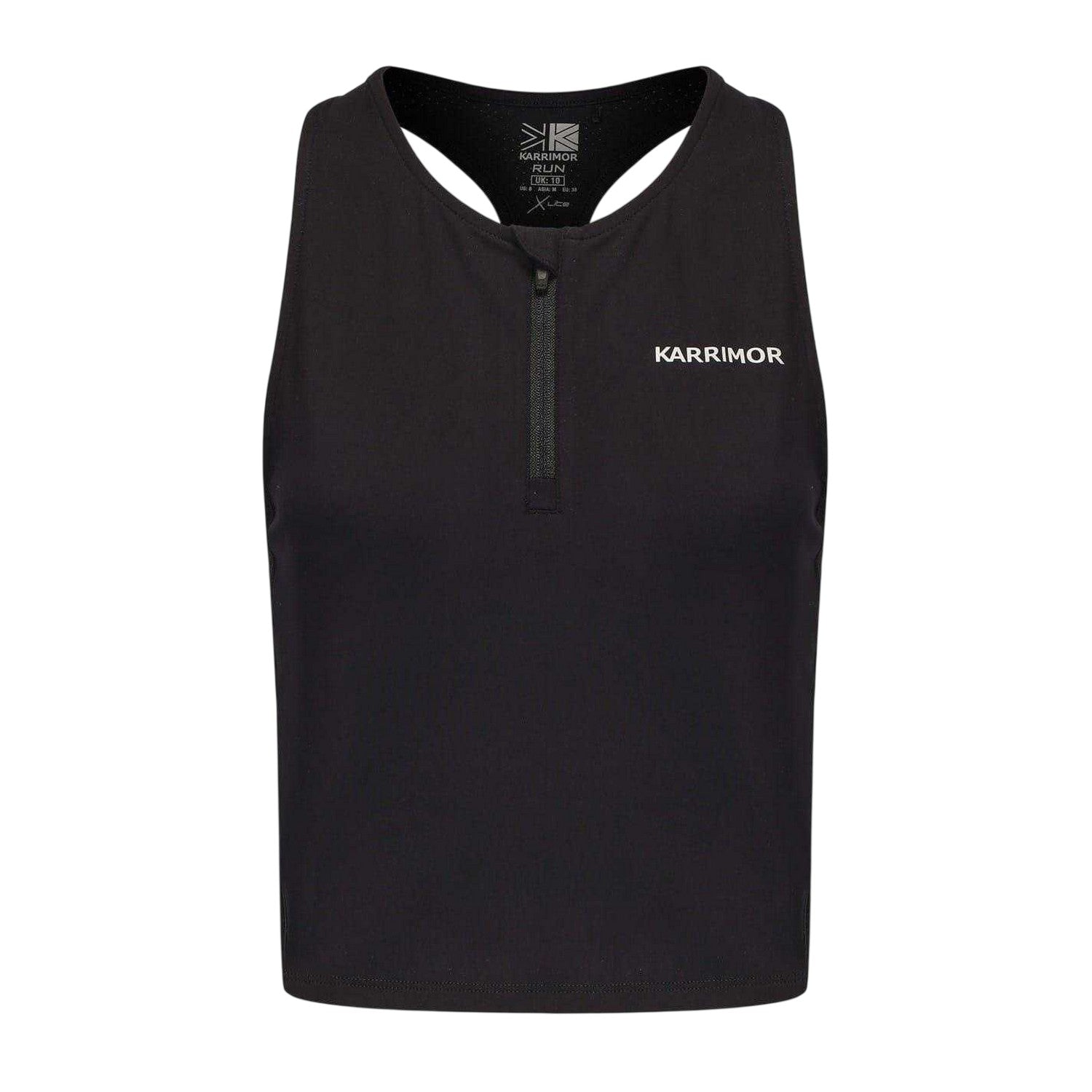 Black - Front - Karrimor Womens-Ladies Quarter Zip Gym Tank Top