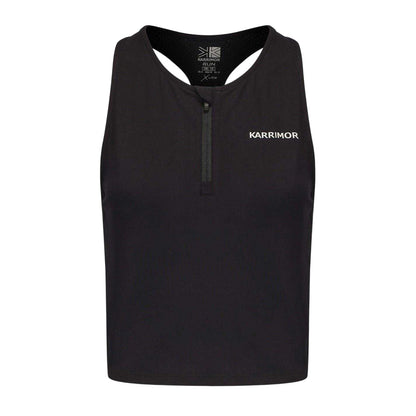 Black - Front - Karrimor Womens-Ladies Quarter Zip Gym Tank Top