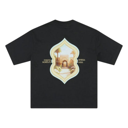 Black - Back - Rose London Mens Morelos Crew Neck Oversized T-Shirt