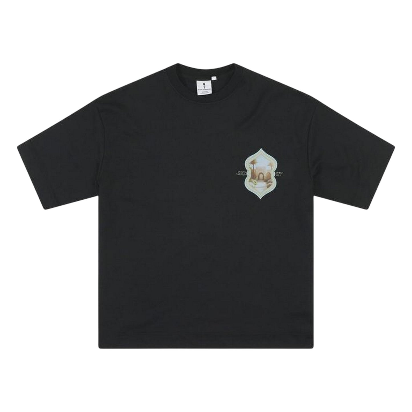 Black - Front - Rose London Mens Morelos Crew Neck Oversized T-Shirt