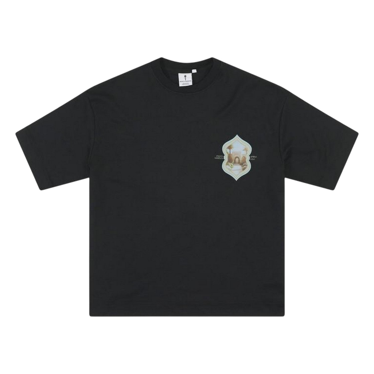 Black - Front - Rose London Mens Morelos Crew Neck Oversized T-Shirt