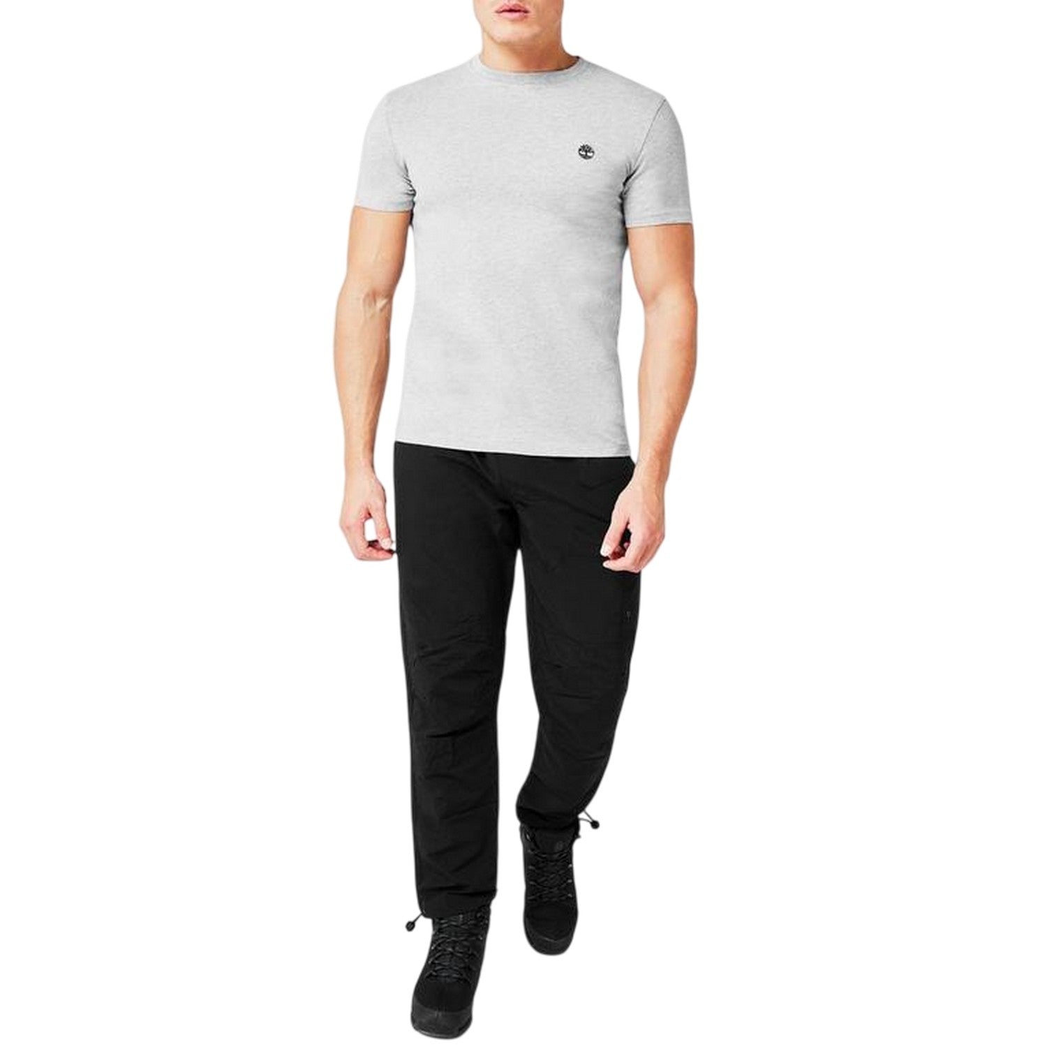 Grey - Side - Timberland Mens River Embroidered Crew Neck T-Shirt