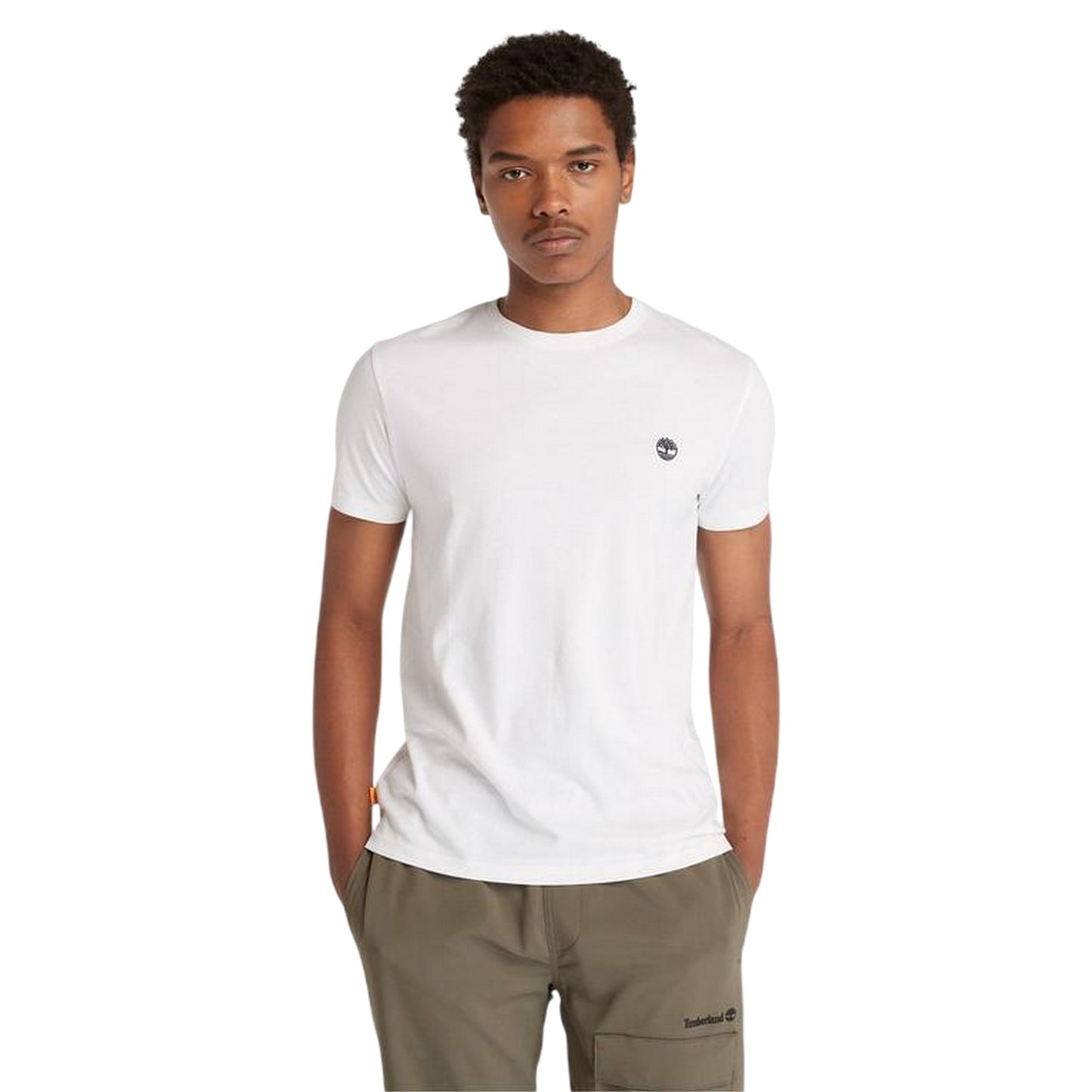 White - Side - Timberland Mens River Embroidered Crew Neck T-Shirt
