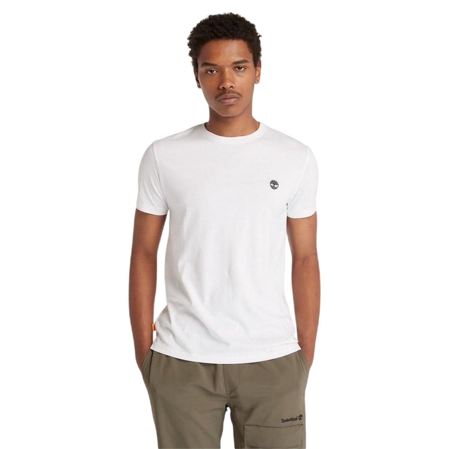White - Side - Timberland Mens River Embroidered Crew Neck T-Shirt